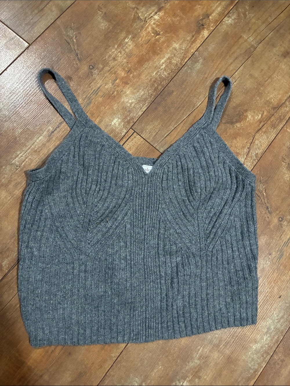 Auden Ribbed Knit V-Neck Camisole - Gray